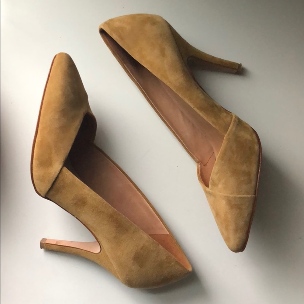 Mustard yellow suede heels